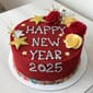 New Year Cake 2025 RedVelvet With Flowers And Stars