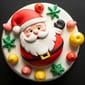 Christmas Cake With Santa Face And Fruit Toppings