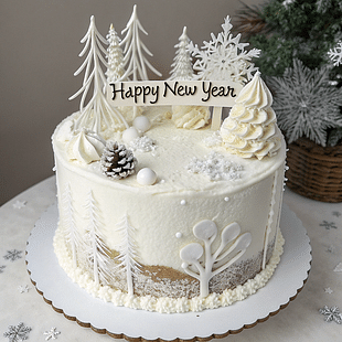 New Year Cake 2025 White Forest