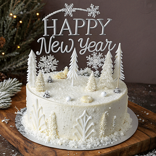 New Year Cake 2025 White Forest Premium