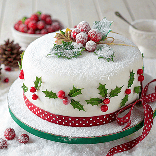Christmas Cake Snow Design