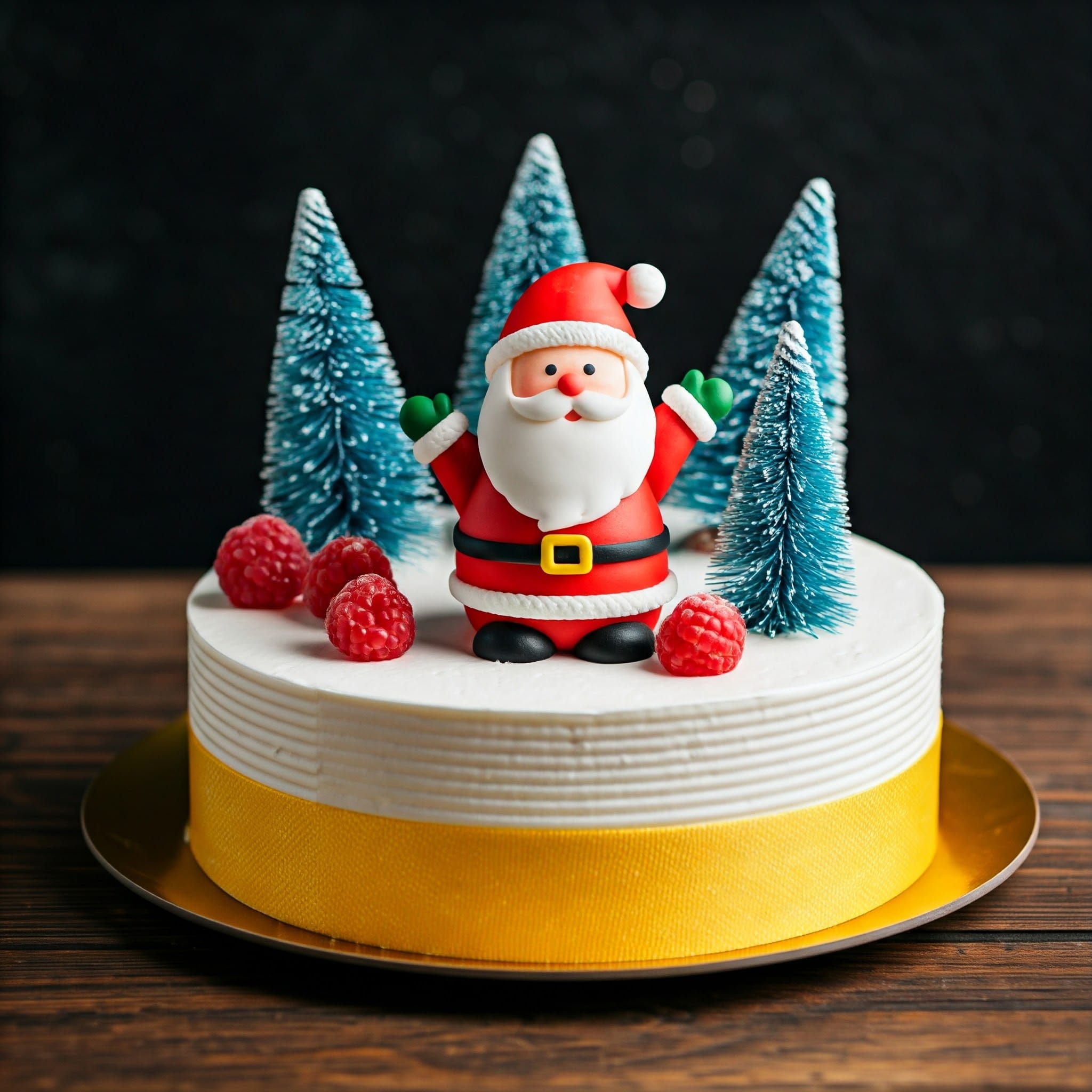 Christmas Cake With Trees And Jellies