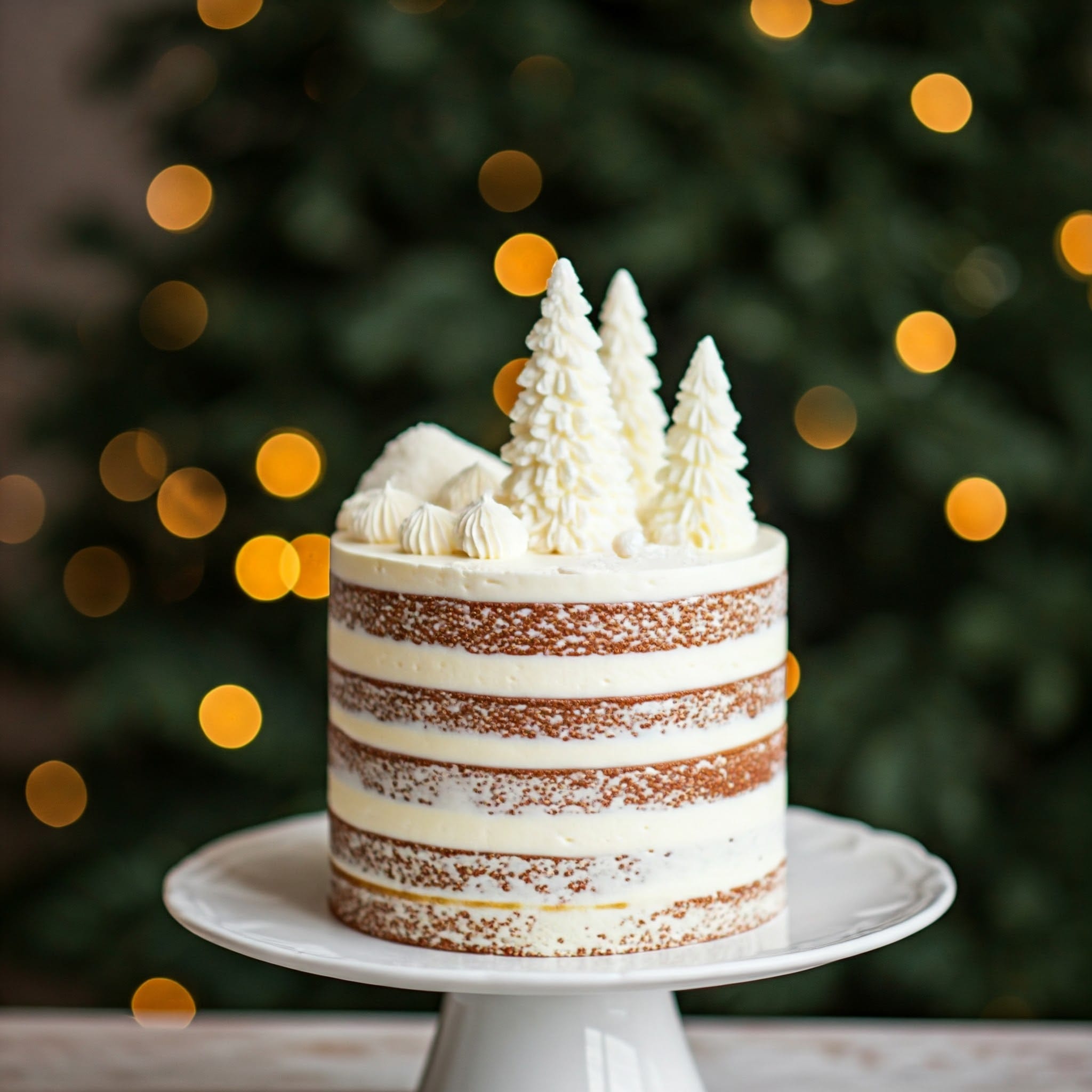 Christmas Cake White Trees